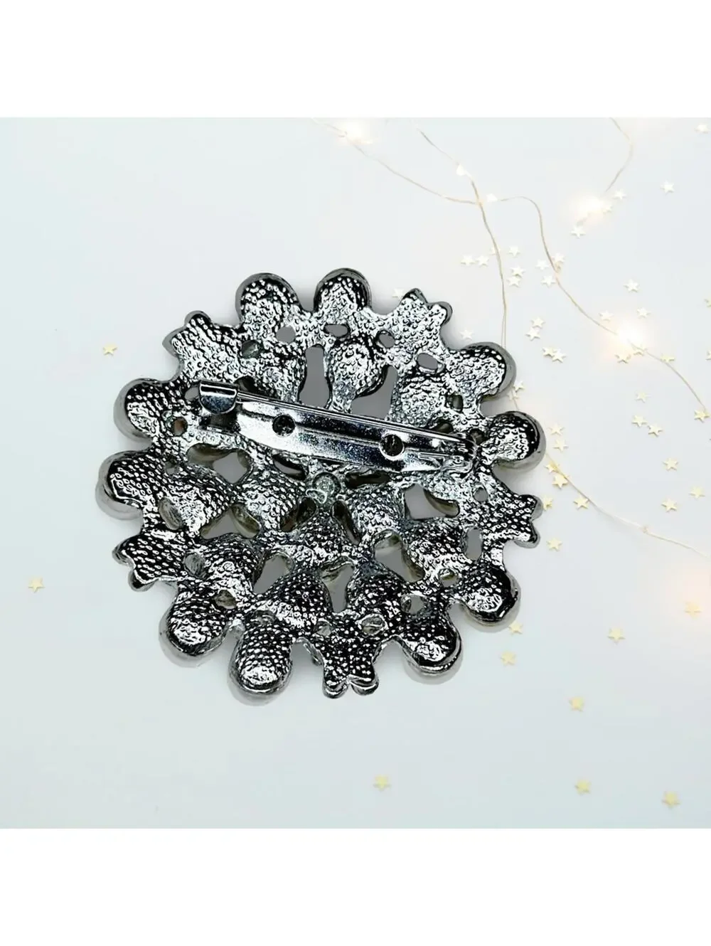 257. Plastic Faux Pearl and Crystal Brooch